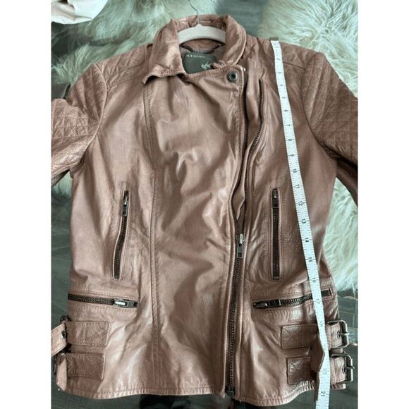 Muubaa Rokel Taupe Leather Biker Jacket Size US 2 - Picture 11 of 16